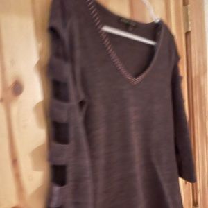 Always Indigo Top Women's  Sleeve Cutout V Neck size S